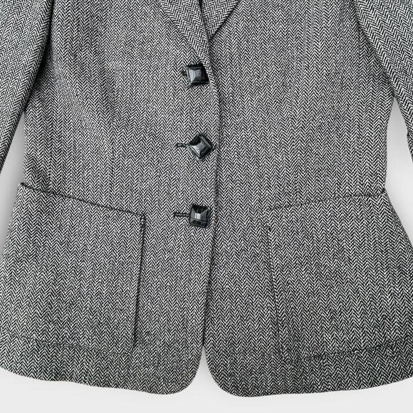 Les Copains Black White Herringbone Metallic Wool Blazer Women's size 42 Italian - Picture 2 of 11